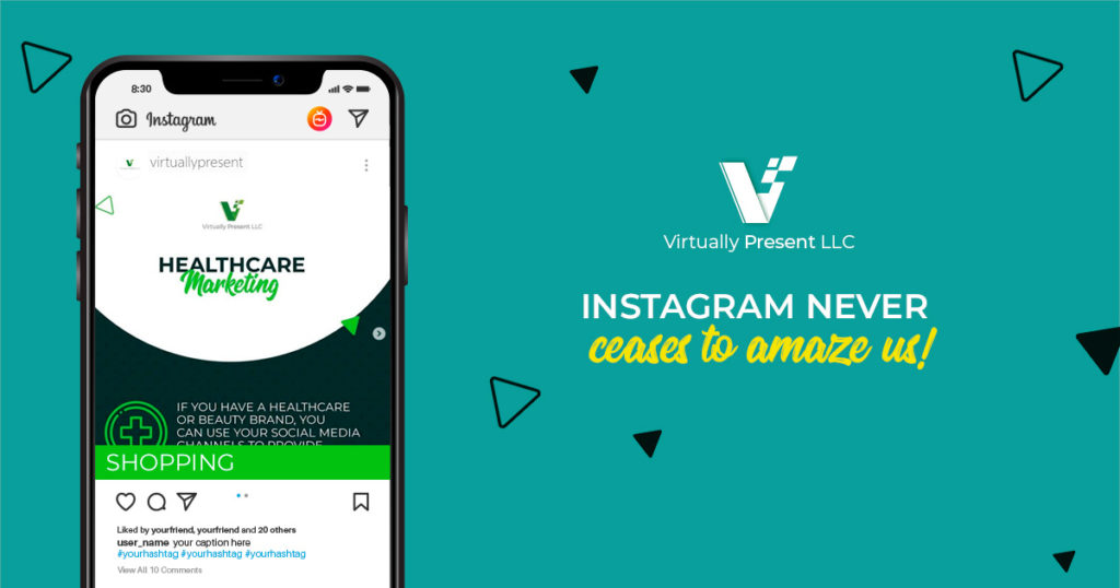 blue background, smartphone, instagram, text, virtually present